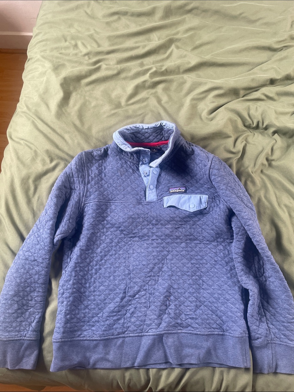 Patagonia Quilted Snap-T Pullover - Navy with Light Blue Accents